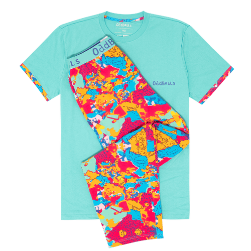 Mens Long Pyjamas - Arty Farty - Long & T-Shirt