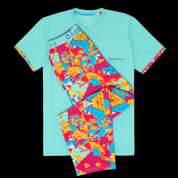 Mens Long Pyjamas - Arty Farty - Long & T-Shirt