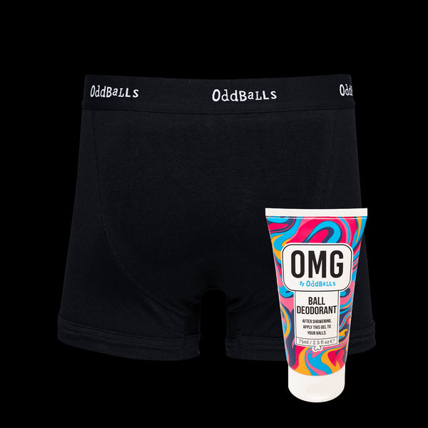 Classic Black - Mens Boxer Shorts & Ball Deodorant Bundle