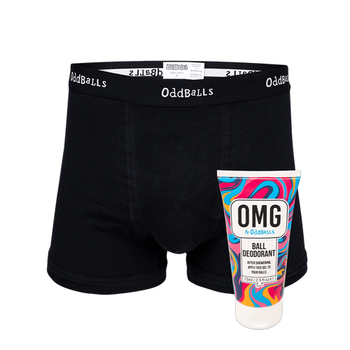 Classic Black - Mens Boxer Shorts & Ball Deodorant Bundle