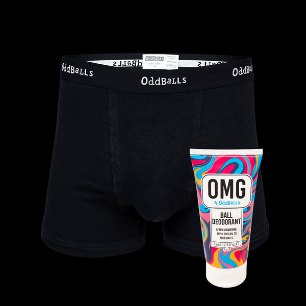 Classic Black - Mens Boxer Shorts & Ball Deodorant Bundle