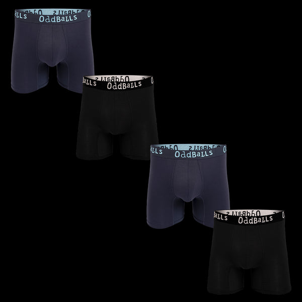 Black & Midnight Bundle - Mens Bamboo Boxer Shorts 4 Pack Bundle