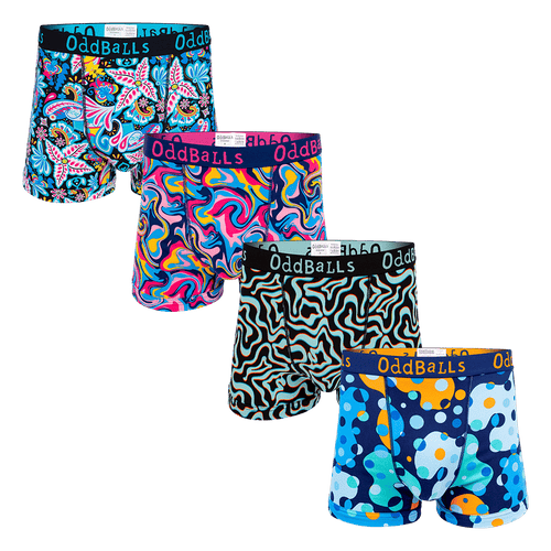 Blue Bundle - Mens Boxer Shorts 4 Pack Bundle