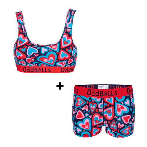 Love Hearts Bundle - Womens Boxer Shorts + Bralette