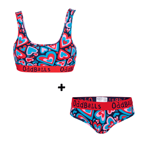 Love Hearts Bundle - Womens Briefs + Bralette