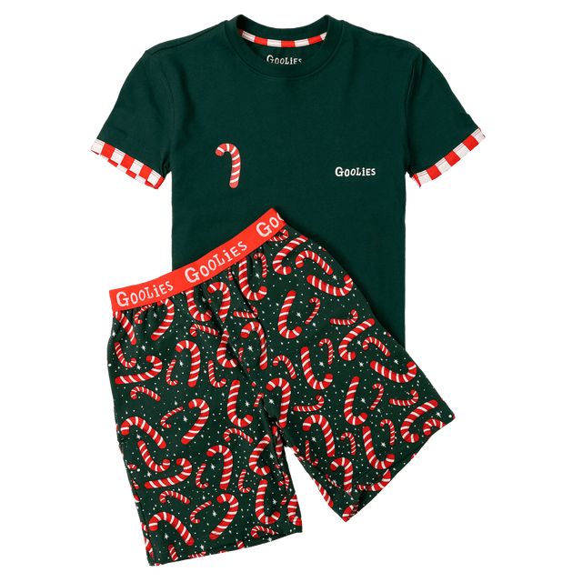 Goolies (Kids) Short Pyjamas - Candy Canes - Shorts & T-Shirt