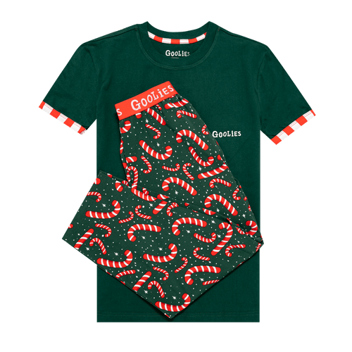 Goolies (Kids) Long Pyjamas - Candy Canes - Long & T-Shirt