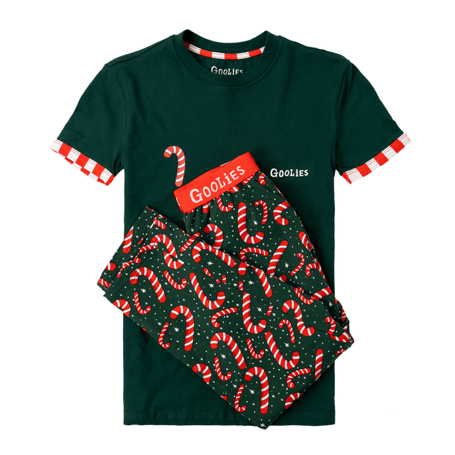 Goolies (Kids) Long Pyjamas - Candy Canes - Trousers & T-Shirt