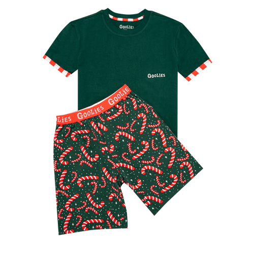 Goolies (Kids) Short Pyjamas - Candy Canes - Shorts & T-Shirt