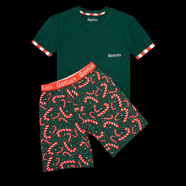 Goolies (Kids) Short Pyjamas - Candy Canes - Shorts & T-Shirt