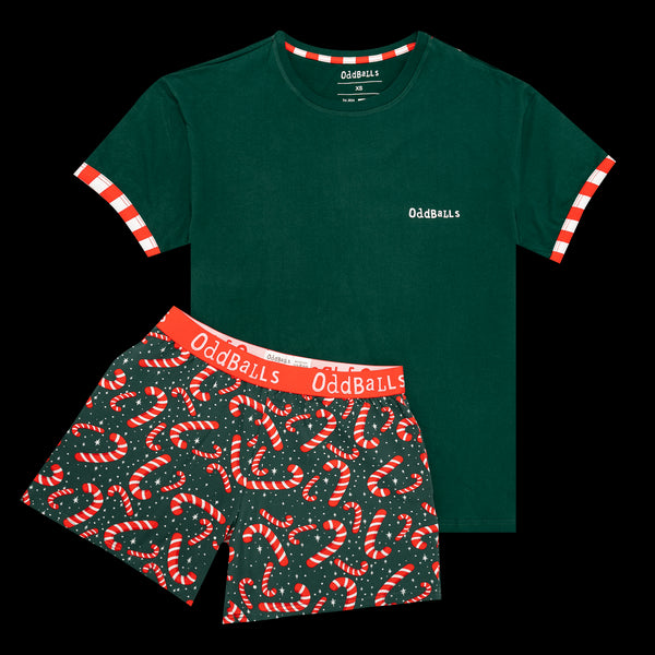 Womens Short Pyjamas - Candy Canes - Shorts and T-Shirt