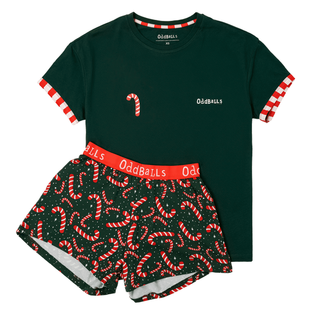 Womens Short Pyjamas - Candy Canes - Shorts & T-Shirt