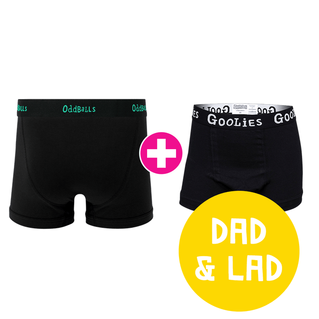 Black/Emerald + Classic Black Dad & Lad Bundle - Mens Boxer Briefs & Kids Boxer Briefs Bundle