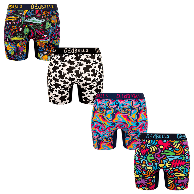 Cosmic Bundle - Ladies Bamboo Boxer Shorts 4 Pack Bundle