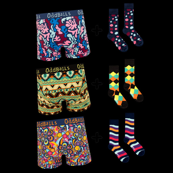 Matching Sets Bundle - Mens Boxers Shorts + Socks Bundle