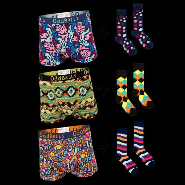 Matching Sets Bundle - Mens Boxers Shorts + Socks Bundle