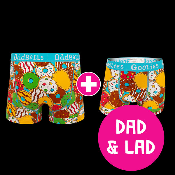 Donuts Dad & Lad Bundle - Mens Boxer Shorts & Kids Boxer Shorts Bundle