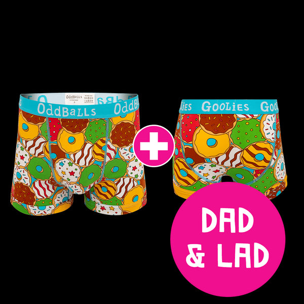 Donuts Dad & Lad Bundle - Mens Boxer Shorts & Kids Boxer Shorts Bundle