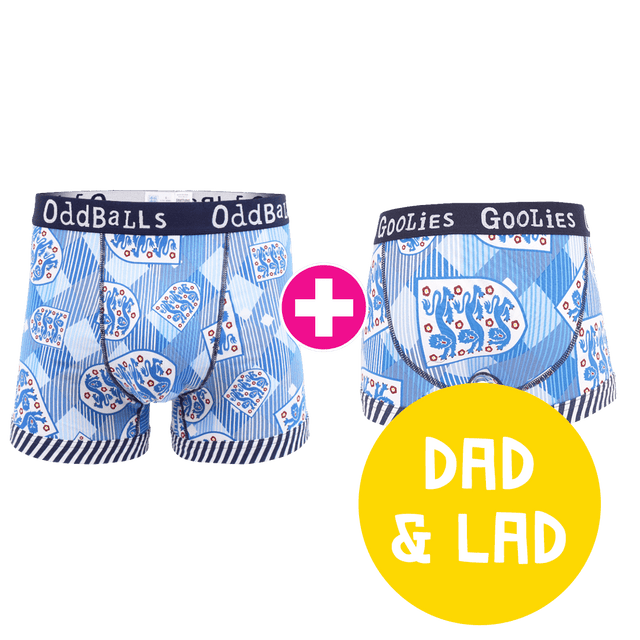 England FA Retro Dad & Lad Bundle - Mens Boxer Shorts & Kids Boxer Shorts Bundle