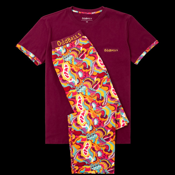 Mens Long Pyjamas - Festival - Trousers & T-Shirt