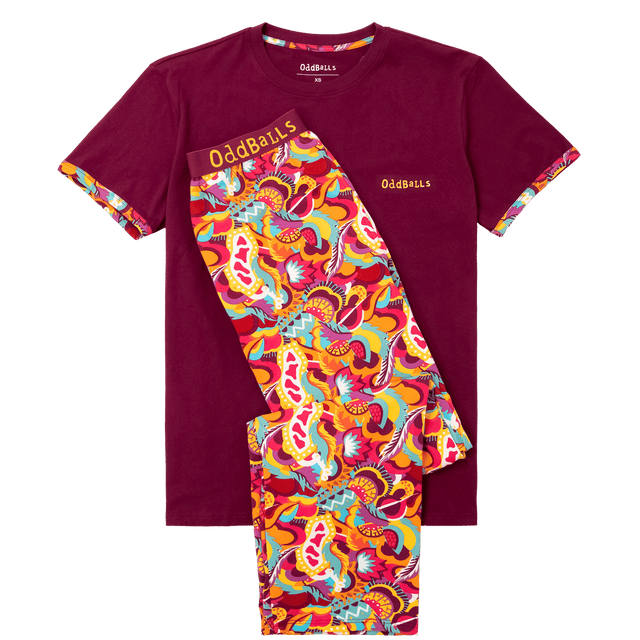 Mens Long Pyjamas - Festival - Trousers & T-Shirt