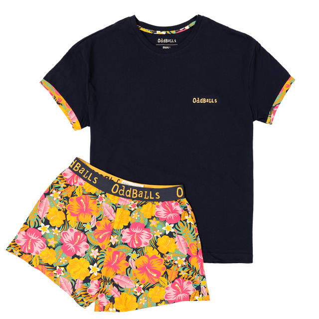 Womens Pyjamas - Hibiscus - Shorts & T-Shirt