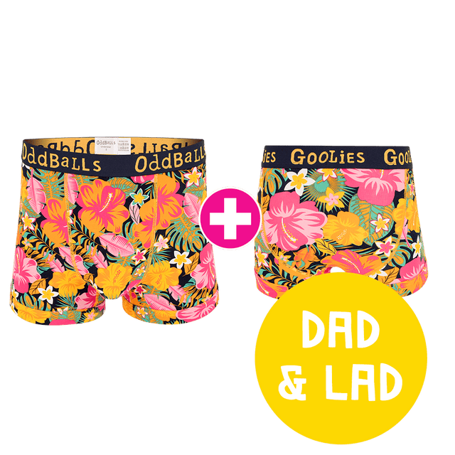 Hibiscus Dad & Lad Bundle - Mens Boxer Shorts & Kids Boxer Shorts Bundle