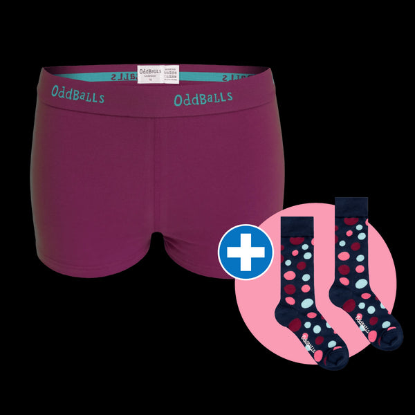 06 Month Pre-Paid: CLASSIC Subscription - Ladies Boxer Shorts & Free Socks - Monthly Subscription