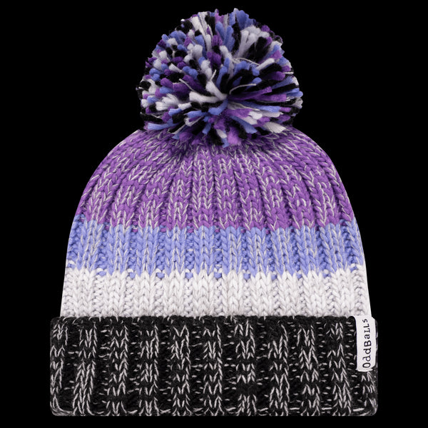 Black | Lilac | Purple | Dark Purple - Knitted Bobble Hat