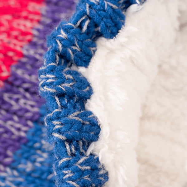 Blue | Purple | Red - Knitted Bobble Hat