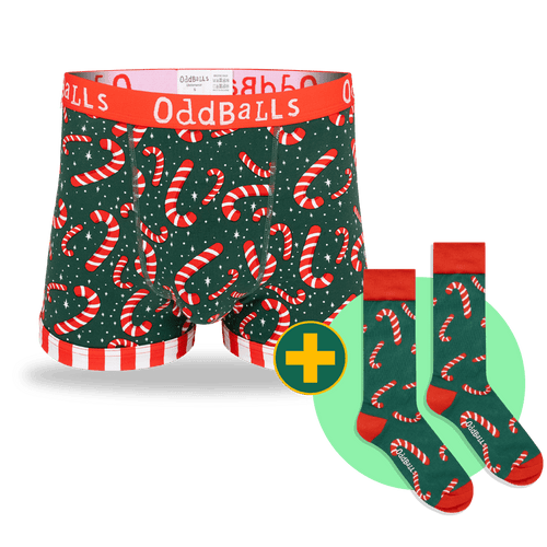 Candy Canes Bundle - Mens Boxer Shorts + Socks Bundle