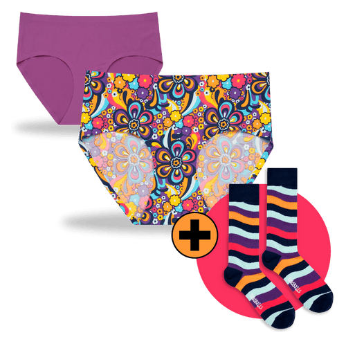 03 Month Pre-Paid: Ladies Seamless Underwear & Free Socks - Monthly Subscription