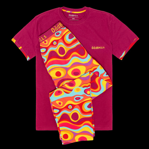 Mens Long Pyjamas - Retro - Long & T-Shirt