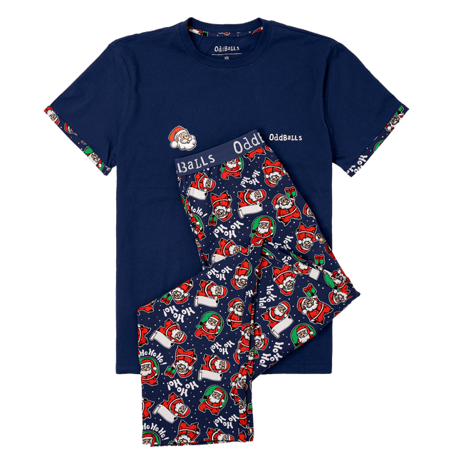 Mens Long Pyjamas - Santa - Trousers & T-Shirt