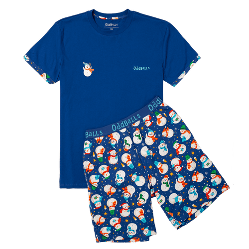 Mens Short Pyjamas - Snowman - Shorts & T-Shirt