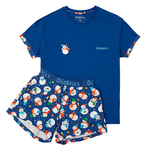 Kurzer Damen-Schlafanzug - Schneemann - Shorts & T-Shirt