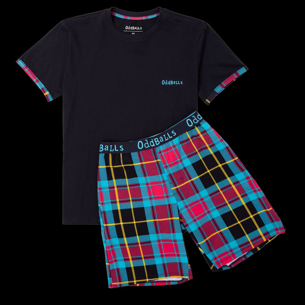 Mens Short Pyjamas - Tartan - Shorts & T-Shirt