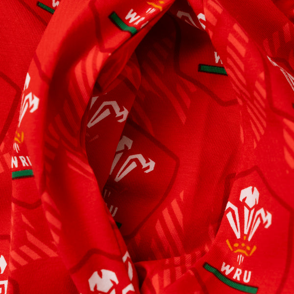 Mens Short Pyjamas - Welsh Rugby Union Flames - Shorts & T-Shirt