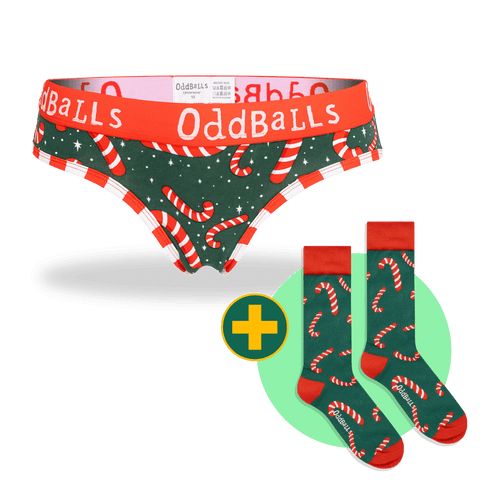 Candy Canes Bundle - Ladies Brief + Socks Bundle