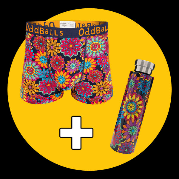 Bouquet - Mens Boxer Shorts & Water Bottle Bundle