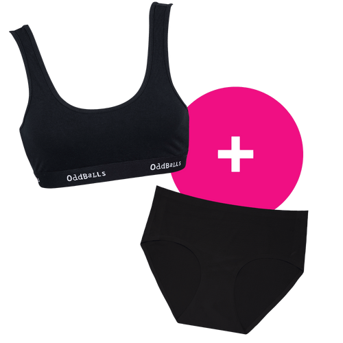 Classic Black - Women's Bralette and Full Brief Seamless Bundle