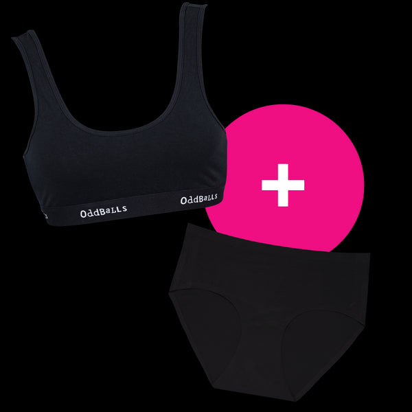 Classic Black - Women's Bralette and Full Brief Seamless Bundle