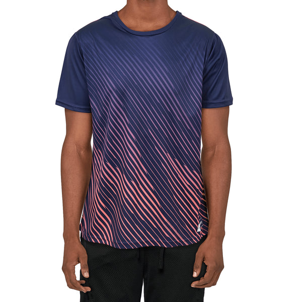 Zig Zag - Navy / Coral - Flex Fit - Mens Training T-Shirt