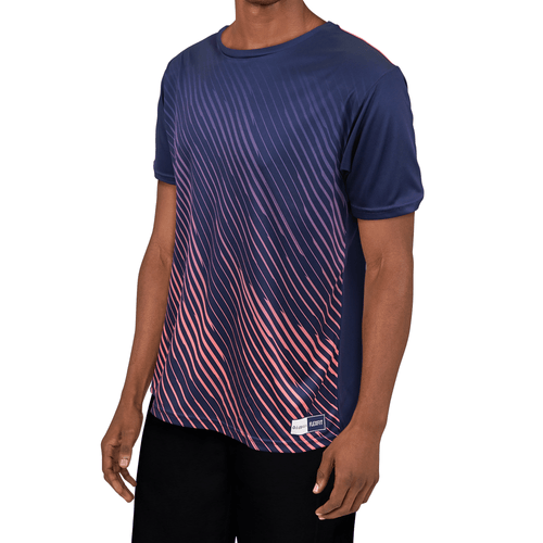 Zig Zag – Marineblau / Koralle – Flex Fit – Trainings-T-Shirt für Herren