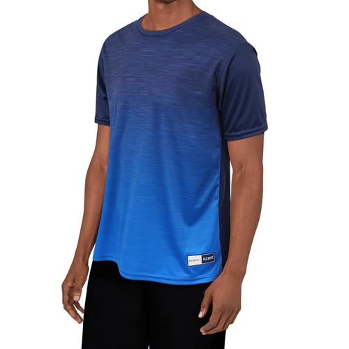 Marineblau / Cyan – Farbverlauf – Flex Fit – Trainings-T-Shirt für Herren