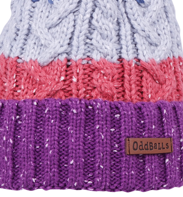 Blue | Grey | Purple | Peach - Knitted Bobble Hat