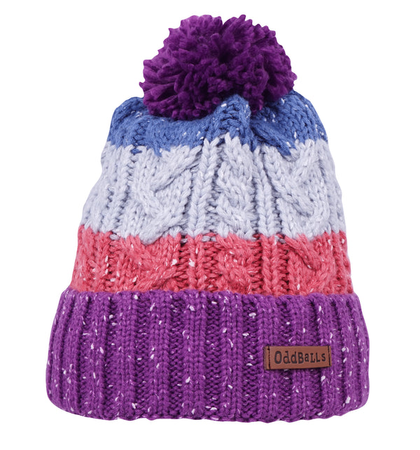 Blue | Grey | Purple | Peach - Knitted Bobble Hat