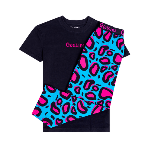 Goolies (Kinder) Langer Pyjama - Lazy Leopard - Lang und T-Shirt 